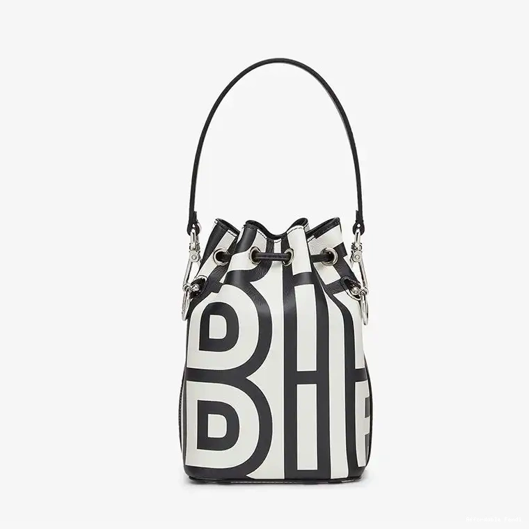 Cheap Affordable Mon Capsule Tresor Bag Mini Black Fendi Roma White Bucket Leather In Fendi 0420